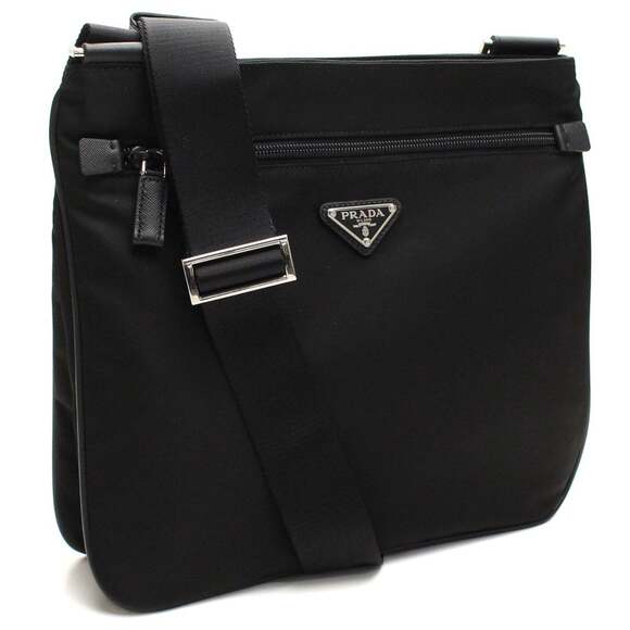 Prada Tessuto Saffiano Black Messenger Bag Cross - Picture 2 of 12